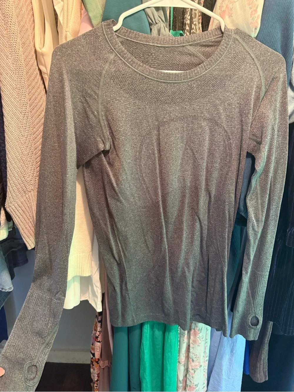 lululemon athletica Metallic Gray Long-Sleeve Crew Top